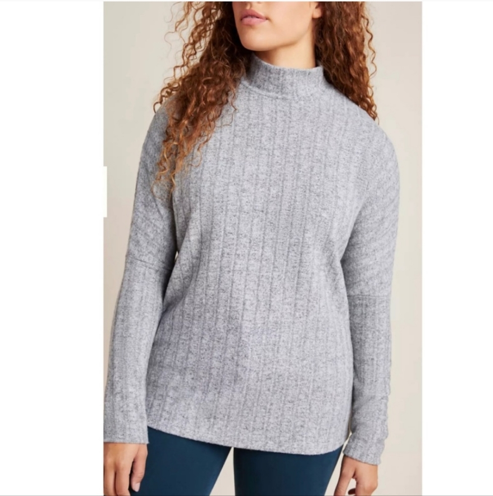 Anthropologie Eri + Ali Fiona Hacci Tunic Ribbed Tunic Sweater Mock Neck Large